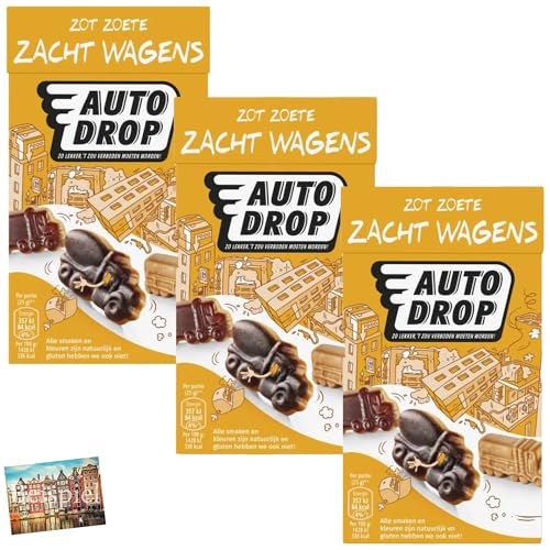 Set 3x Autodrop Zot Zoete Zachte Wagens 235g I Lakritz mit Fruchtgummi I Süßwaren aus den Niederlanden I Gummibärchen aus Holland I Süßigkeiten I Holland-Box by Vriens von HOLLAND-BOX BY VRIENS