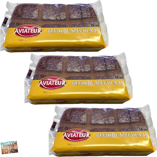 Set 3x Aviatuer Gevulde Speculaas 240g I Gefüllter Spekulatius zur Weihnachtszeit I Sinterklaas I Nikolaus I gefüllt mit Mandelpaste I Marzipan I Kekse I Kuchen I Holland-Box by Vriens von HOLLAND-BOX BY VRIENS