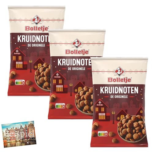 Set 3x Bolletje Kruidnoten 1000g I holländische Spekulatius-Kekse I kleine, leckere Kekse mit Spekulatius-Geschmack I Gebäck aus Holland I Weihnachten I Nikolaus I Sintaklaas I Holland-Box by Vriens von HOLLAND-BOX BY VRIENS