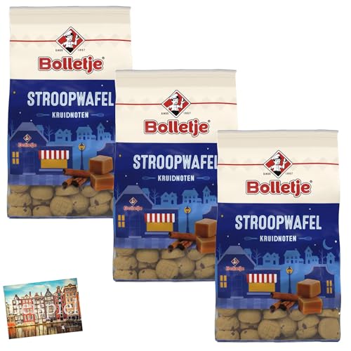 Set 3x Bolletje Kruidnoten Spekulaas Stroopwafel I holländische Spekulatius-Kekse mit Stroopwaffel-Geschmack I Gebäck aus Holland I Weihnachten I Nikolaus I Sintaklaas I Holland-Box by Vriens von HOLLAND-BOX BY VRIENS