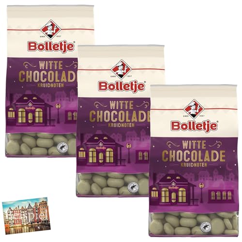 Set 3x Bolletje Kruidnoten mit weißer Schokolade 250g I Pepernoten I Spekulatius-Kekse mit Schoko-Überzug I weiße Schokolade I Sinterklaas I Gebäck aus Holland I Weihnachten I Holland-Box by Vriens von HOLLAND-BOX BY VRIENS