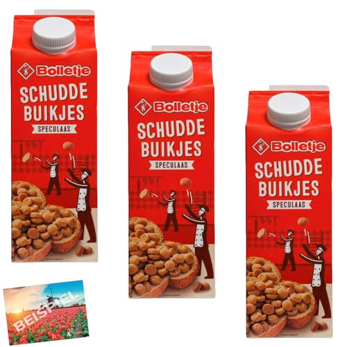 Set 3x Bolletje Schuddebuikjes Spekulatiuskekse 300g I holländische Kaffee-Kekse mit Spekulatiusgeschmack I Kekse aus den Niederlanden I Spekulatiusn I Tradition und Genuss I Holland-Box by Vriens von HOLLAND-BOX BY VRIENS