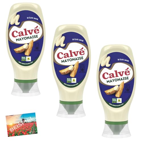 Set 3x Calve Mayonnaise 430ml I cremige Mayonnaise aus den Niederlanden I Majo für Pommes und andere Gerichte I Burgersauce in der Flasche I Sauce aus Holland I Soße I Holland-Box by Vriens von HOLLAND-BOX BY VRIENS