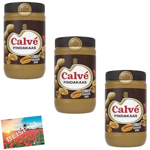 Set 3x Calve Pindakaas 1Kg I Erdnussbutter für dein Frühstück I Protein I creamy Peanutbutter I Gesundheit I Holland-Box by Vriens von HOLLAND-BOX BY VRIENS