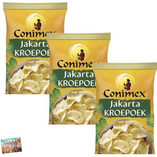 Set 3x Conimex Kroepoek Jakarta 75g I mild gewürztes Krabbenbrot aus den Niederlanden I Krupuk für deine asiatischen Gerichte I knusprig lecker I Chips I Krabbenchips I Cracker I Holland-Box by Vriens von HOLLAND-BOX BY VRIENS