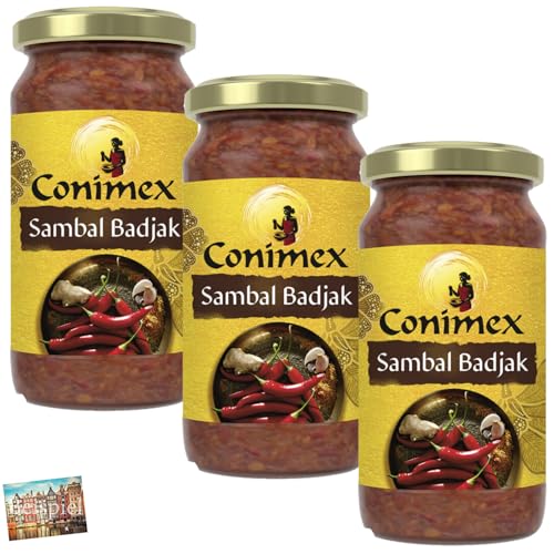 Set 3x Conimex Sambal Badjak 200g I Chilipaste für indonesische Gerichte I asiatische Küche I Asia I Scharf I Chilli I Chillipaste I scharfe Soße I Sauce I Kochen I Chilisoße I Holland-Box by Vriens von HOLLAND-BOX BY VRIENS