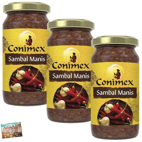 Set 3x Conimex Sambal Manis 200g I Chilipaste für indonesische Gerichte I asiatische Küche I Asia I Scharf I spicy I Chilli I Chillipaste I scharfe Soße I Sauce I Holland-Box by Vriens von HOLLAND-BOX BY VRIENS