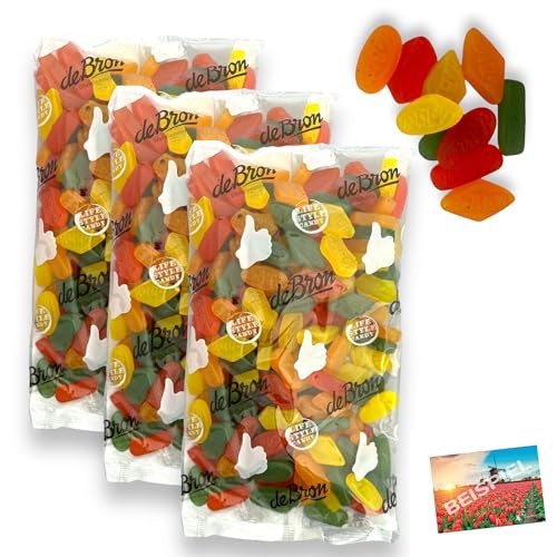 Set 3x De Bron Wine Gums Zuckerfrei 1kg I zuckerfreie Winegums Gummibärchen aus den Niederlanden I Fruchtgummi ohne Zucker I sugarfree I Bonbons aus Holland I Holland-Box by Vriens von HOLLAND-BOX BY VRIENS