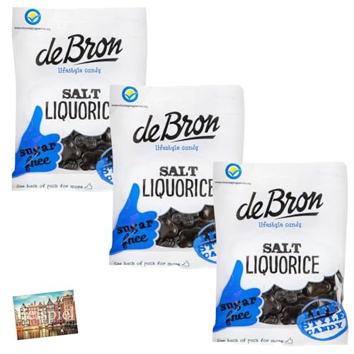 Set 3x De Bron Zoute Klavertjes Drop salziges Lakritz 100 g I zuckerfreie, harte Lakritze aus den Niederlanden I holländische Bonbons I Licorice I suikervrij I Holland-Box by Vriens von HOLLAND-BOX BY VRIENS