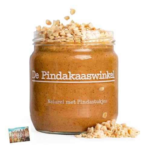 Set 3x De Pindakaaswinkel Naturel met Stukjes 420 g I Erdnussbutter mit Stückchen ohne Palmöl I Protein I cremig lecker I Peanut Butter I Nussbutter I Gesundheit I Holland-Box by Vriens von HOLLAND-BOX BY VRIENS