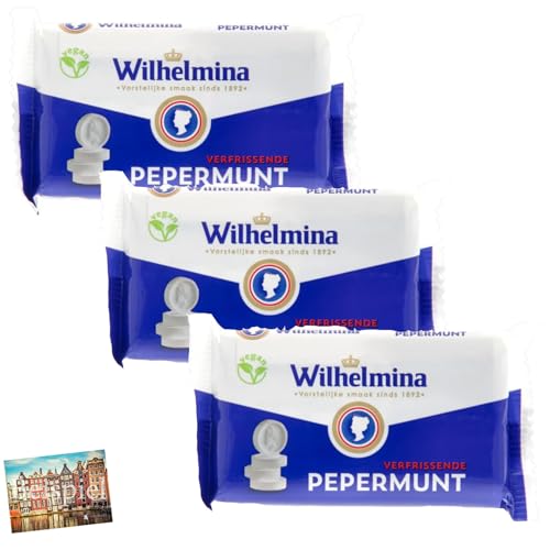 Set 3x Fortuin Wilhelmina Pepermunt Pfefferminzbonbons Vegan 3x40g I vegane Pfefferminz aus den Niederlanden I traditionell holländische Pfefferminzdrops I vegetarisch I Minze I Holland-Box by Vriens von HOLLAND-BOX BY VRIENS