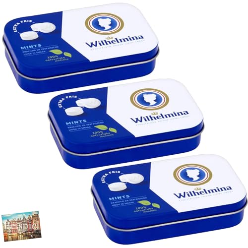 Set 3x Fortuin Wilhelmina Pfeffeminz 50g I in Metall-Geschenkdose I Pepermunt Mints I holländische Pfefferminzbonbons I Minzbonbon aus den Niederlanden I Süßigkeiten I Holland-Box by Vriens von HOLLAND-BOX BY VRIENS