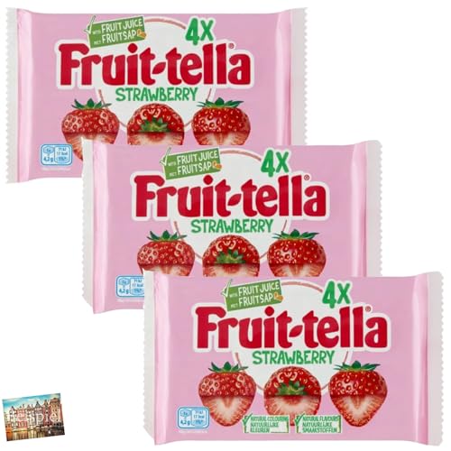 Set 3x Fruittella Strawberry Bonbons 172g I Erdbeer Fruchtbonbons aus den Niederlanden I Erdbeerbonbons aus Holland I Süßigkeiten I Kaubonbons I Sweets I Holland-Box by Vriens von HOLLAND-BOX BY VRIENS