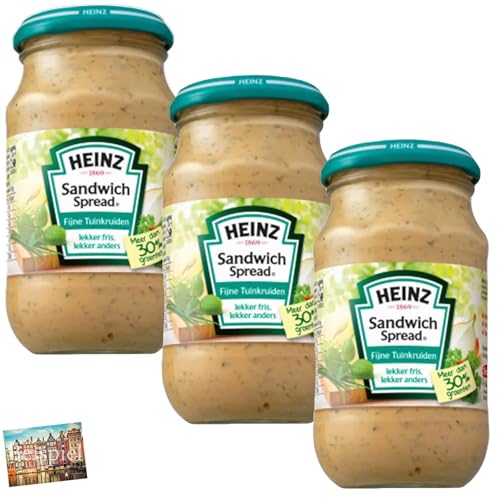 Set 3x Heinz Sandwich Spread Gartenkräuter I Heinz Brotaufstrich I Kräuter & Gemüse I Brotaufstrich aus den Niederlanden I Natur I holländische Soße I Holland-Box by Vriens von HOLLAND-BOX BY VRIENS