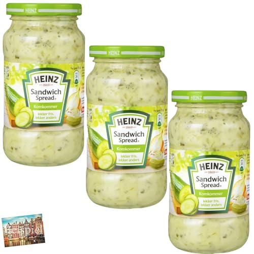 Set 3x Heinz Sandwich Spread Gurke I Heinz Brotaufstrich I Kräuter & Gemüse I Brotaufstrich aus den Niederlanden I Natur I holländische Soße I Holland-Box by Vriens von HOLLAND-BOX BY VRIENS