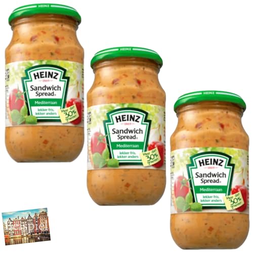 Set 3x Heinz Sandwich Spread I Heinz Brotaufstrich I Kräuter & Gemüse I Brotaufstrich aus den Niederlanden I Natur I holländische Soße I Holland-Box by Vriens (Mediterraan) von HOLLAND-BOX BY VRIENS