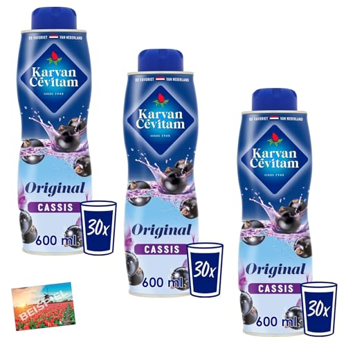 Set 3x Karvan Cevitam Cassis Sirup 600ml I fruchtiger Getränkesirup aus den Niederlanden I Cassis-Geschmack I süßer Traubengeschmack I Holland-Box by Vriens von HOLLAND-BOX BY VRIENS