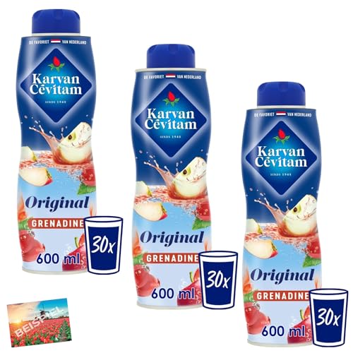 Set 3x Karvan Cevitam Grenadine Sirup 600ml I mit Holunder, Apfel und Hagebutte I Multifrucht-Sirup aus den Niederlanden I fruchtig, lecker I Holland-Box by Vriens von HOLLAND-BOX BY VRIENS