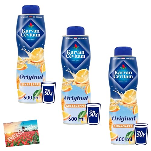 Set 3x Karvan Cevitam Sinaasappel Orange Sirup 600ml I fruchtiger Orangensirup aus den Niederlanden I fruchtig, frischer Geschmack I Orange I Holland-Box by Vriens von HOLLAND-BOX BY VRIENS