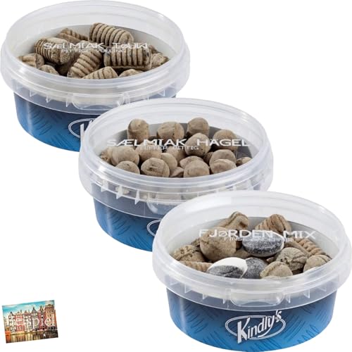 Set 3x Kindly's verschiedene Lakritzbonbons 120g / 110g I Salmiak Touw, Salmiak Hagel und Fjordenmix I Lakritzbonbons I Bonbons aus den Niederlanden I Süßigkeiten aus Holland I Holland-Box by Vriens von HOLLAND-BOX BY VRIENS