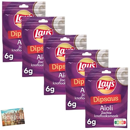 Set 5x Lays Dipsaus Aioli 6g I Gewürzmischung für Aioli-Soße I Sauce aus den Niederlanden I Aioli I Gewürzmix I Knoblauchgeschmack I Knobi I zum Anrühren I Holland-Box by Vriens von HOLLAND-BOX BY VRIENS