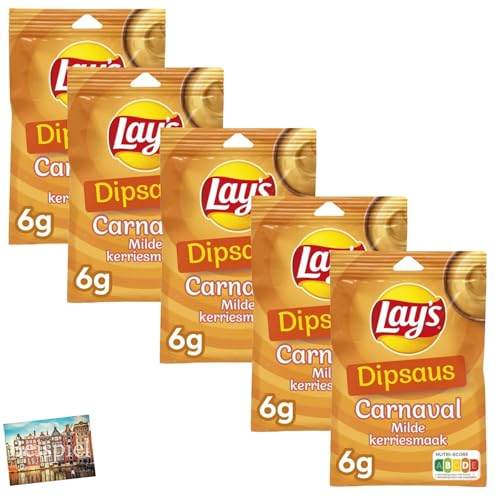 Set 5x Lays Dipsaus Carnaval 6g I Gewürzmischung für Karneval-Soße I Sauce aus den Niederlanden I Gewürzmix I Currygeschmack I Kerrie I zum Anrühren I Holland-Box by Vriens von HOLLAND-BOX BY VRIENS