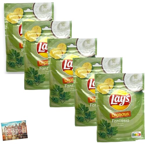 Set 5x Lays Dipsaus Fantasia 6g I Kräuter-Gewürzmischung für leckeren Dip I Sauce aus den Niederlanden I Gewürzmix I Kräuter I Kräutermischung I zum Anrühren I Holland-Box by Vriens von HOLLAND-BOX BY VRIENS