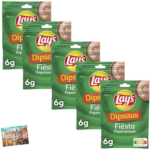 Set 5x Lays Dipsaus Fiesta 6g I Gewürzmischung für Paprika-Soße mit Pfeffernote I Sauce aus den Niederlanden I Gewürzmix I Paprikageschmack I Party I zum Anrühren I Holland-Box by Vriens von HOLLAND-BOX BY VRIENS