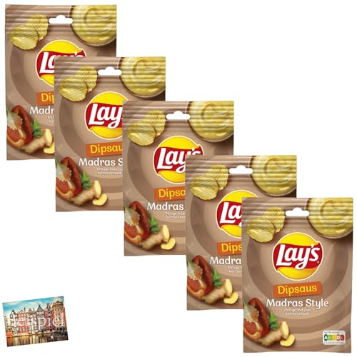 Set 5x Lays Dipsaus Madras 6g I Gewürzmischung für Curry-Soße I Sauce aus den Niederlanden I Gewürzmix I würziger Kerrie-Geschmack I zum Anrühren I Holland-Box by Vriens von HOLLAND-BOX BY VRIENS