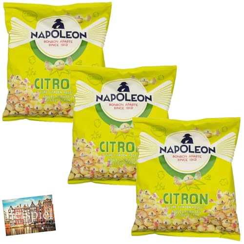 Set 3x Napoleon Citroen Bonbons Zitrone 1kg I Zitronenbonbons aus den Niederlanden I Citrus-Lutschpastillen aus Holland I holländische Süßigkeiten I Holland-Box by Vriens von HOLLAND-BOX BY VRIENS