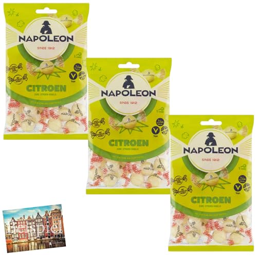 Set 3x Napoleon Citroen Bonbons Zitrone 225g I Zitronenbonbons aus den Niederlanden I Citrus-Lutschpastillen aus Holland I holländische Süßigkeiten I Holland-Box by Vriens von HOLLAND-BOX BY VRIENS