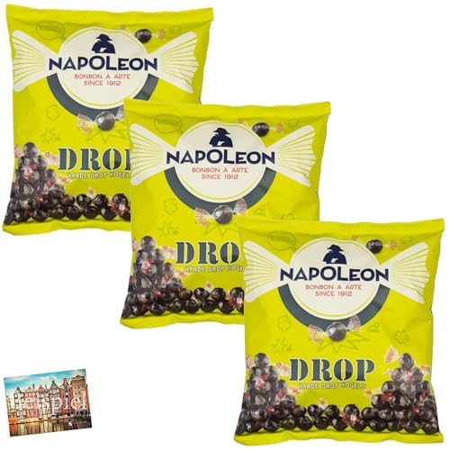 Set 3x Napoleon Drop Lakritz-Bonbons 1kg I Lakritzbonbons aus den Niederlanden I Lutschpastillen mit würzigem Geschmack I Süßigkeiten aus Holland I Holland-Box by Vriens von HOLLAND-BOX BY VRIENS