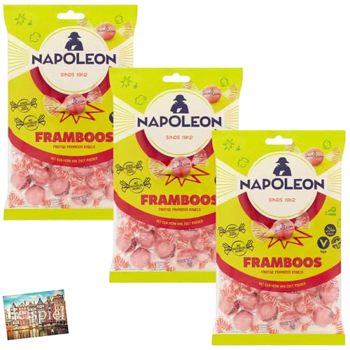 Set 3x Napoleon Framboos Himbeer-Bonbons 150g I Bonbons aus den Niederlanden I Fruchtbonbons I Himbeergeschmack I Himbeere I Süßigkeiten aus Holland I Holland-Box by Vriens von HOLLAND-BOX BY VRIENS