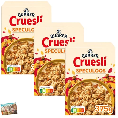 Set 3x Quaker Cruesli Speculoos 375g I Spekulatius Müsli zum Frühstück I Granola für Joghurt, Milch, etc. I Müsli aus den Niederlanden I Cornflakes aus Holland I Holland-Box by Vriens von HOLLAND-BOX BY VRIENS