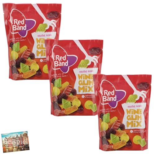 Set 3x Red Band Winegums 235g I Weingummi-Mix aus den Niederlanden I Gummies mit Fruchtgeschmack I verschiedene Sorten aus Holland I Gummibären I Holland-Box by Vriens von HOLLAND-BOX BY VRIENS