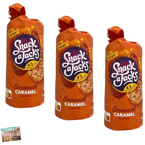 Set 3x Snack a Jacks Reiswaffeln Smooth Caramel 140g I Reiswaffeln mit leckerem Karamell-Geschmack I Reiswaffeln aus den Niederlanden I Snacks aus Holland I Holland-Box by Vriens von HOLLAND-BOX BY VRIENS