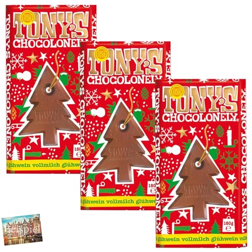 Set 3x Tony's Chocolonely Glühwein Vollmilchschokolade 180g I Tannenbaum zum Herausbrechen I leichter Alkoholgehalt I Vollmilch I Weihnachtsschokolade I Weihnachten I Nikolaus I Holland-Box by Vriens von HOLLAND-BOX BY VRIENS