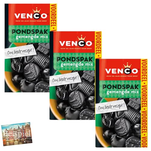 Set 3x Venco Dropmix Set Lakritzmischung 440g I Gemengd I süßes und salziges Lakritz I Süßigkeiten Holland I Niederlande I Mix versch. Sorten Lakritz I Holland-Box by Vriens von HOLLAND-BOX BY VRIENS