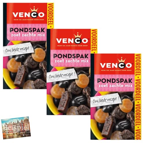 Set 3x Venco Dropmix Set Lakritzmischung 440g I Zacht en Zoet I weiches, süßes Lakritz I Süßigkeiten Holland I Salmiak, Honig, Anis I Niederlande I Mix versch. Sorten Lakritz I Holland-Box by Vriens von HOLLAND-BOX BY VRIENS