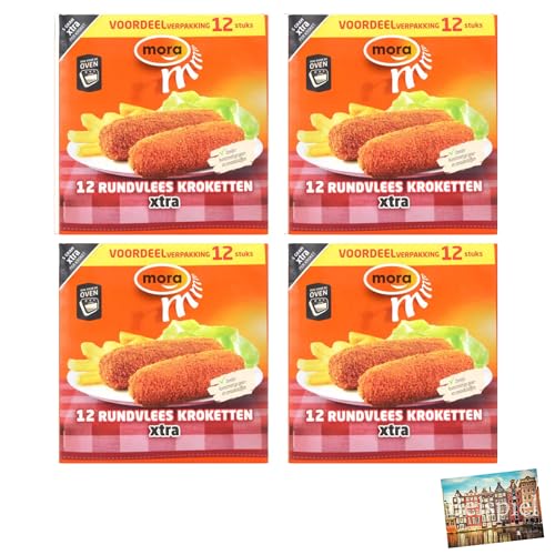 Set 4x Mora Rindfleisch-Kroketten 12x70g I Rindfleisch in leckerem Teigmantel I Rind aus den Niederlanden I für die Fritteuse I Rinderragout I Holland-Box by Vriens von HOLLAND-BOX BY VRIENS