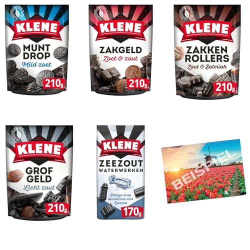 Set 5x Klene Holländische Lakritz-Mix versch. Sorten I 1,1kg Lakritzmischung aus den Niederlanden I süßes und Salzlakritz aus Holland I Süßigkeiten I Drop I Dutch Licorice I Holland-Box by Vriens von HOLLAND-BOX BY VRIENS