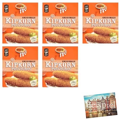 Set 5x Mora Kipkorn 5x60g I holländische Hähnchen-Fleischrolle im Teigmantel I für Backofen und Fritteuse geeignet I zartes Fleisch in Knusperpanade I Holland-Box by Vriens von HOLLAND-BOX BY VRIENS