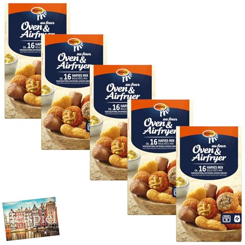 Set 5x Mora Ofen und Airfryer Snackmix 16Stk I holländische Snacks I Bitterballen, Frikandellen, Nuggets und Nudelsnacks I für Backofen und Fritteuse geeignet I Rinderragout I Holland-Box by Vriens von HOLLAND-BOX BY VRIENS