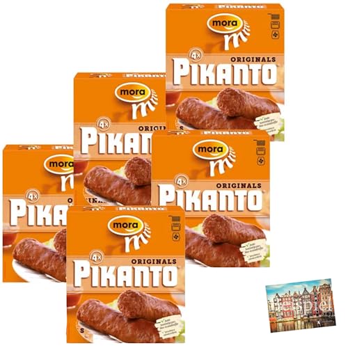 Set 5x Mora Pikanto - pikante Hackrollen 4x100g I holländische Hack-Fleischrolle I Schwein und Huhn I für Backofen und Fritteuse geeignet I zartes Fleisch pikant scharf gewürzt I Holland-Box by Vriens von HOLLAND-BOX BY VRIENS