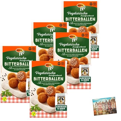 Set 5x Mora vegetarische Bitterballen 12 Stk I holländische, vegetarische Bitterballen im knusprigen Teigmantel I für Airfryer und Ofen geeignet I Weizenbasis I Holland-Box by Vriens von HOLLAND-BOX BY VRIENS