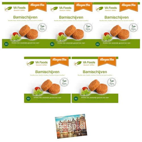 Set 5x VA Foods Bamischijven 4x80g I holländische, vegetarische Bami-Scheiben I Glutenfrei I für Friteuse, Airfryer und Backofen geeignet I Holland-Box by Vriens von HOLLAND-BOX BY VRIENS