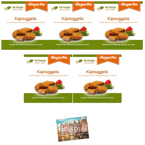 Set 5x VA Foods Hähnchen Nuggets 250g I holländische Chicken-Nuggets I Glutenfrei I Hähnchenfleisch I für Fritteuse, Airfryer, Pfanne und Backofen geeignet I Holland-Box by Vriens von HOLLAND-BOX BY VRIENS