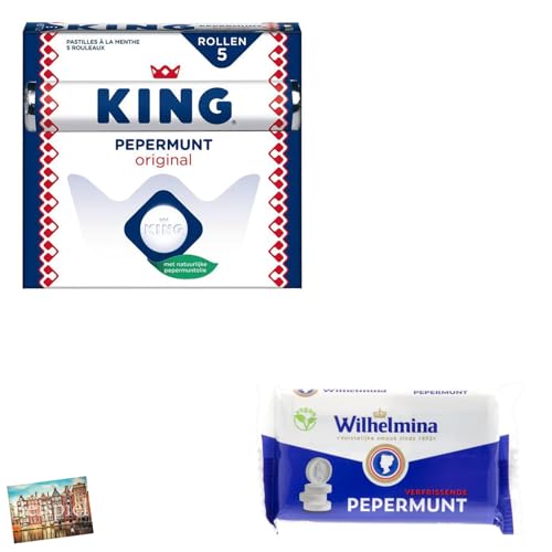 Set Fortuin Wilhelmina Pepermunt Pfefferminzbonbons Vegan 3x40g & King Pfefferminz 5x44g I vegane Pfefferminz u. normale Pfefferminz aus den Niederlanden I Minze I Holland-Box by Vriens von HOLLAND-BOX BY VRIENS