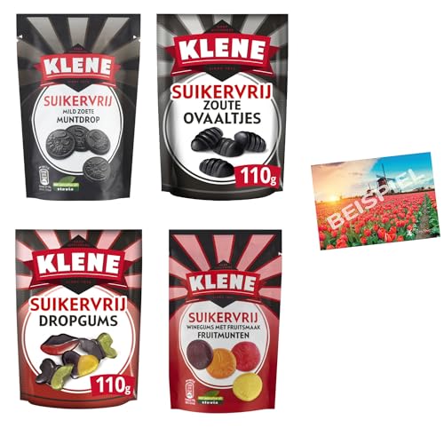 Set Klene Mix Lakritz und Weingummi Zuckerfrei 420g I Süßigkeiten aus den Niederlanden I süßes und Salzlakritz und Winegums Zuckerfrei I Süßigkeiten I Drop I Dutch Licorice I Holland-Box by Vriens von HOLLAND-BOX BY VRIENS