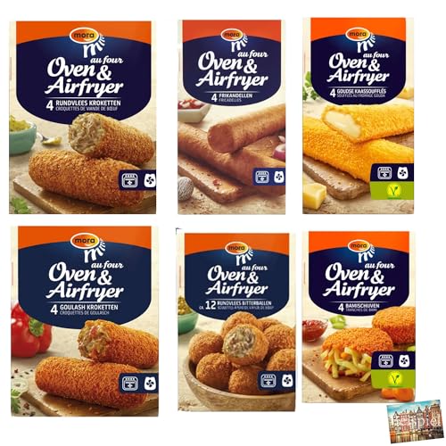 Set Mora Oven Snack Paket XL Backofen und Airfryer I Käse-Soufflé, Frikandel, Kroketten, Bamischijven, Goulash-Kroketten, Bitterballen I beliebte Snacks aus den Niederlanden I Holland-Box by Vriens von HOLLAND-BOX BY VRIENS